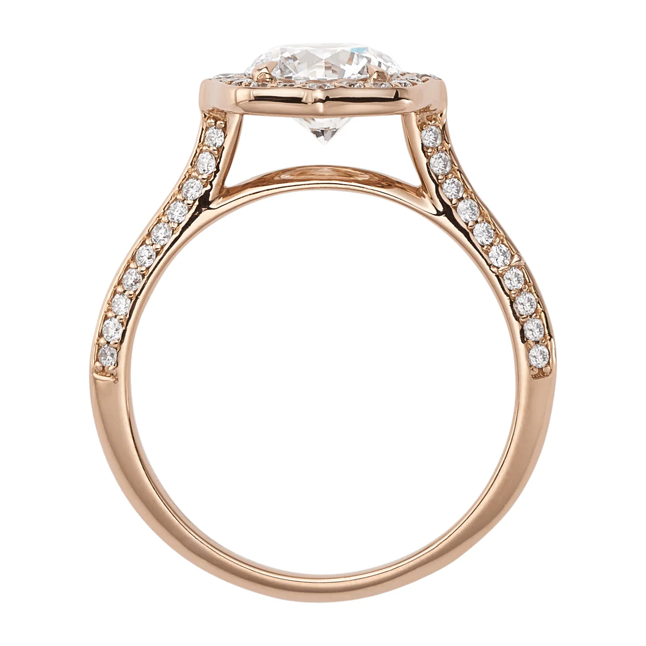 18k Rose Gold and .31CT Diamond Octagon Halo Engagement Mounting Ring - Image 3
