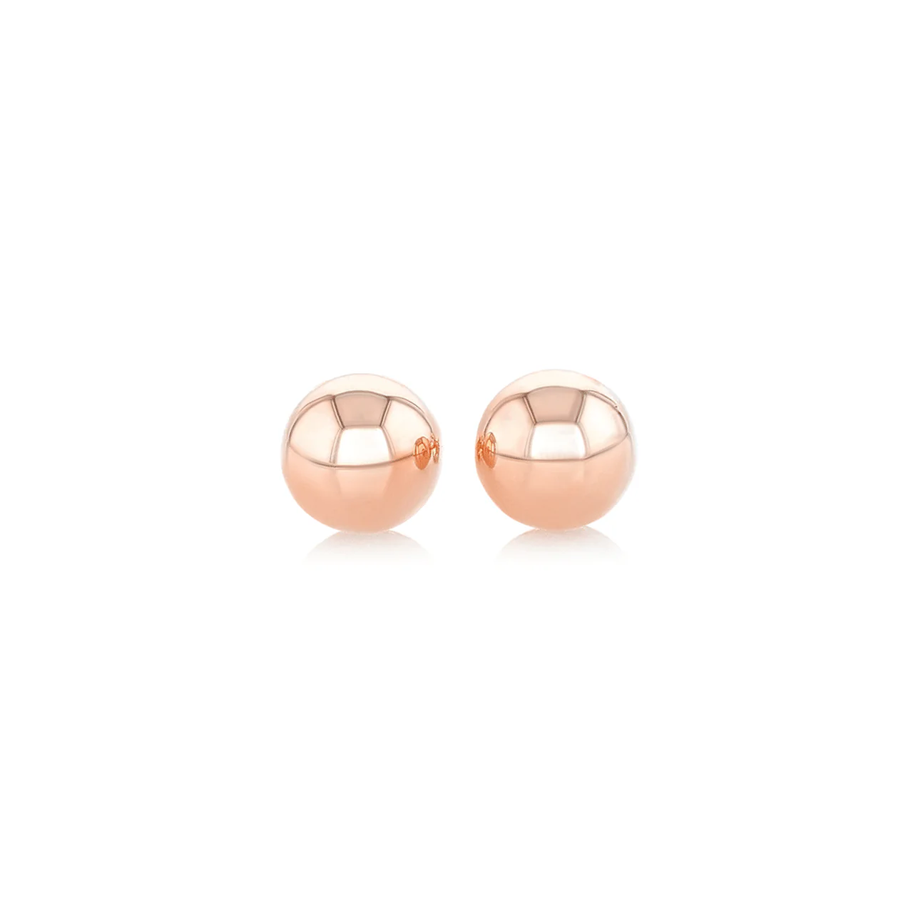 Classic 14k Rose Gold Ball Stud Earrings - Image 5