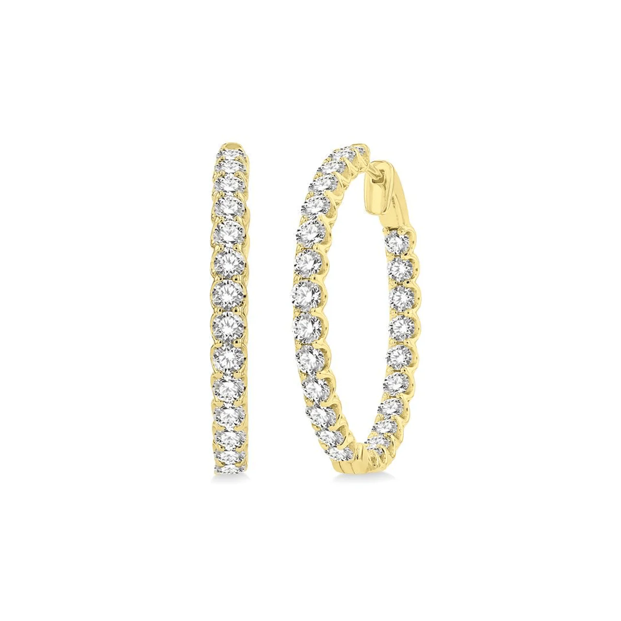 Classic Hamilton Select 14k Gold and Diamond 27mm In and Out Hoops - Image 10