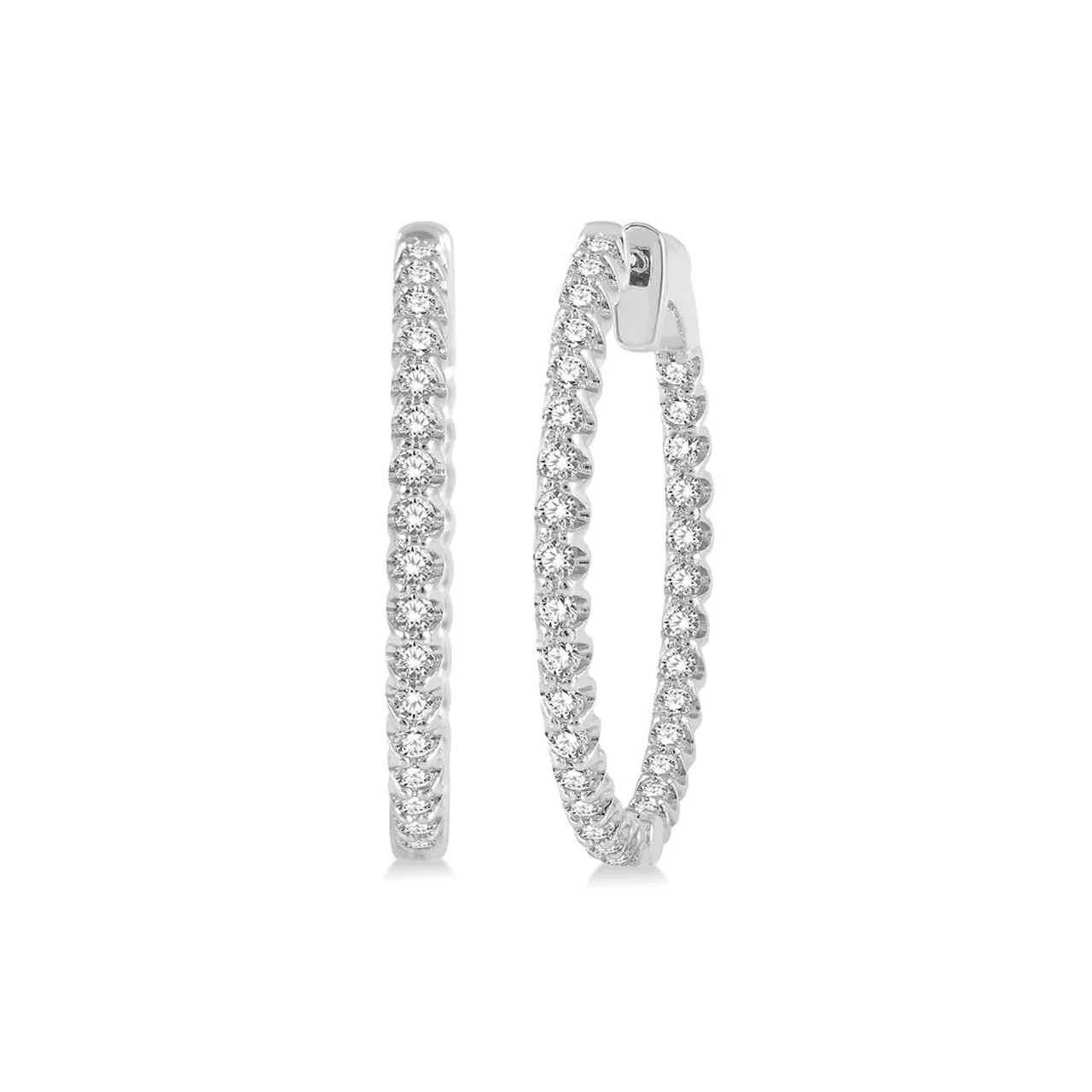 Classic Hamilton Select 14k Gold and Diamond 27mm In and Out Hoops - Image 3