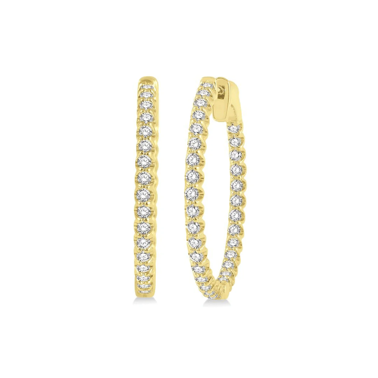 Classic Hamilton Select 14k Gold and Diamond 27mm In and Out Hoops - Image 4