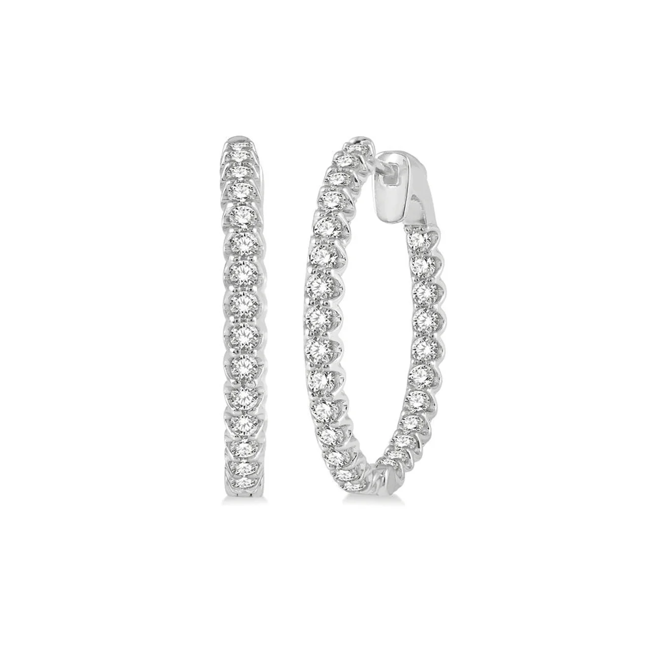 Classic Hamilton Select 14k Gold and Diamond 27mm In and Out Hoops - Image 5