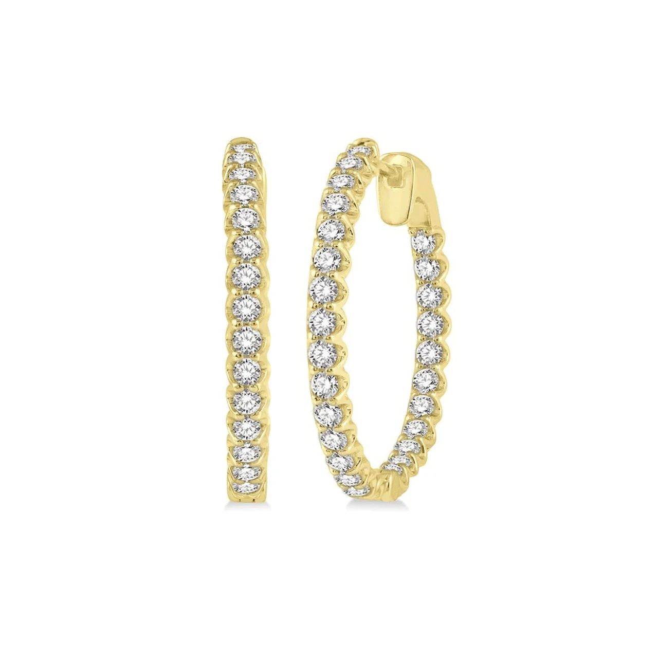 Classic Hamilton Select 14k Gold and Diamond 27mm In and Out Hoops - Image 6