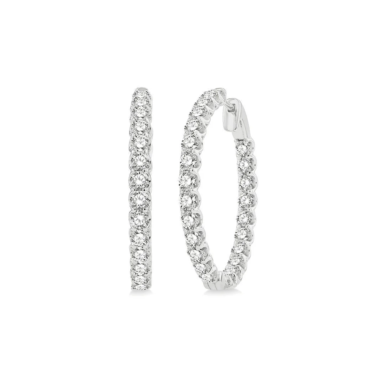 Classic Hamilton Select 14k Gold and Diamond 27mm In and Out Hoops - Image 9