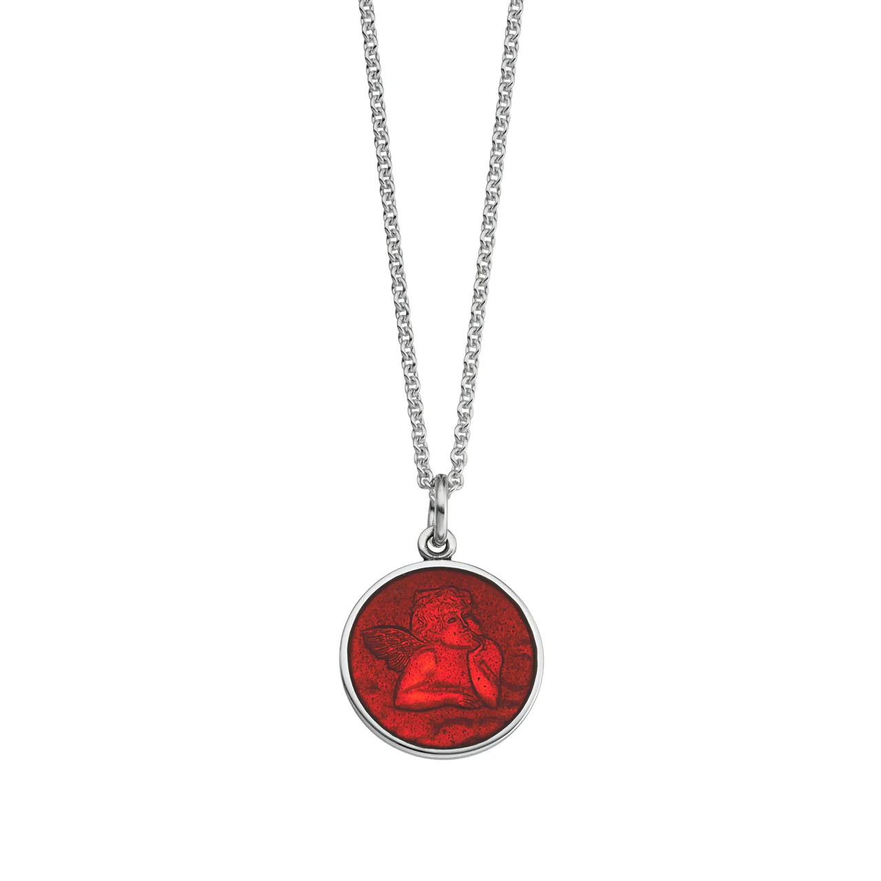 Guardian Angel Red Enamel Pendant With Chain - Image 3