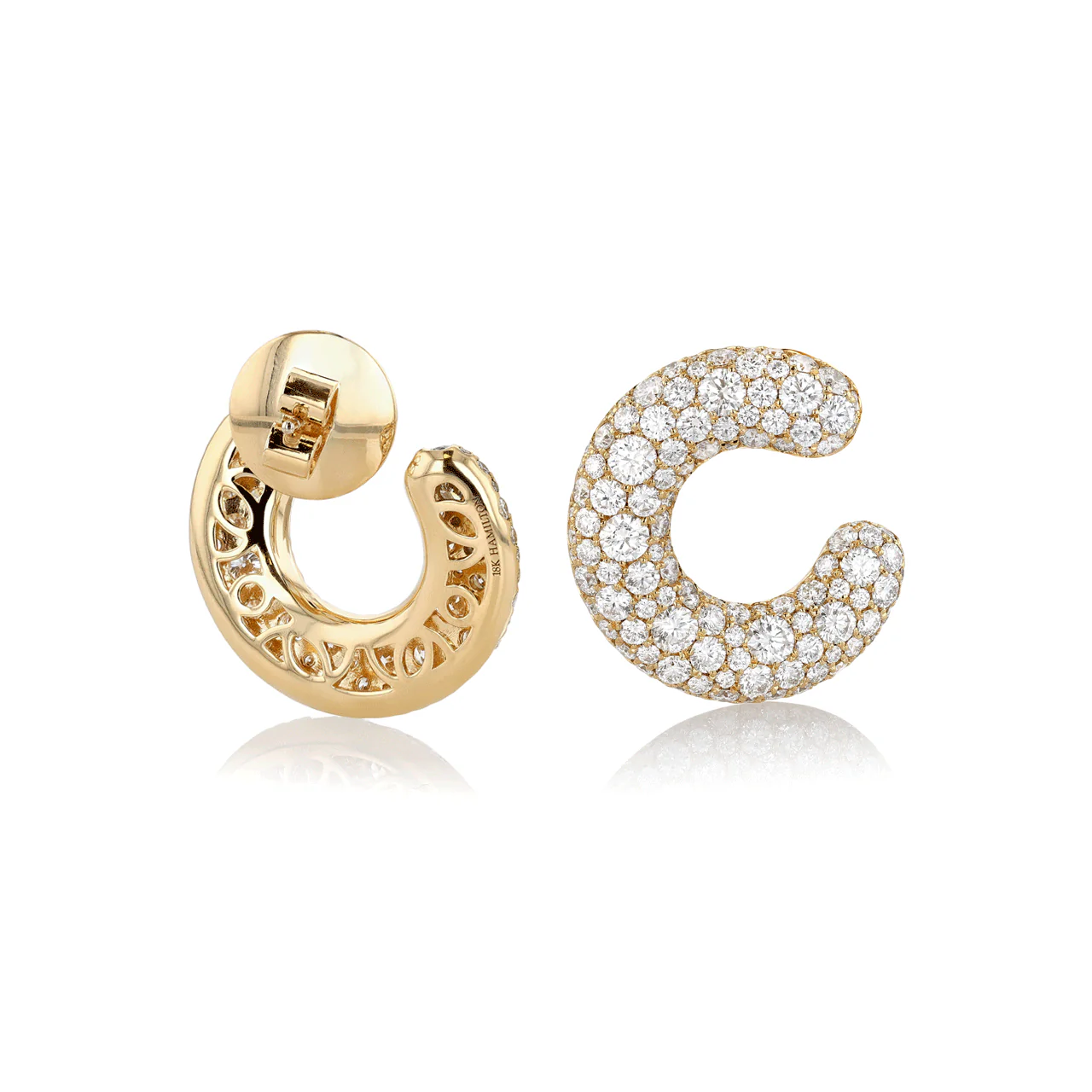 Luminous 18k Yellow Gold and Diamond 5.02 Total Weight 20mm Hoops - Image 3