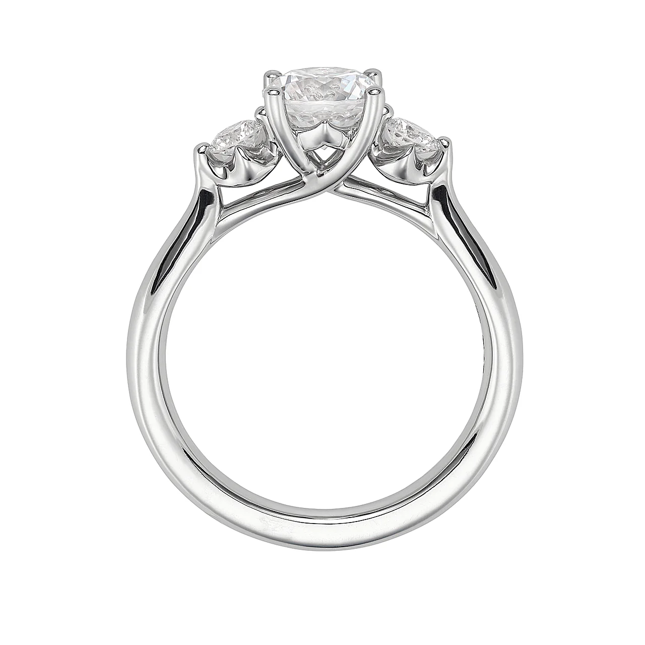 Platinum Engagement Ring Mounting For Three Stone Diamond - Image 3