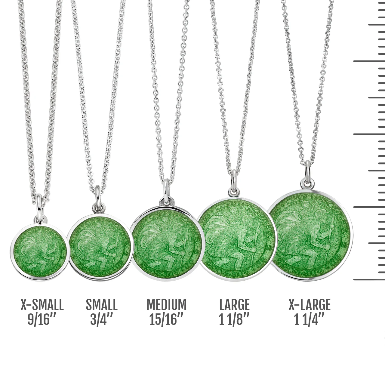 St. Christopher Light Green Enamel Medal With Chain - Image 3