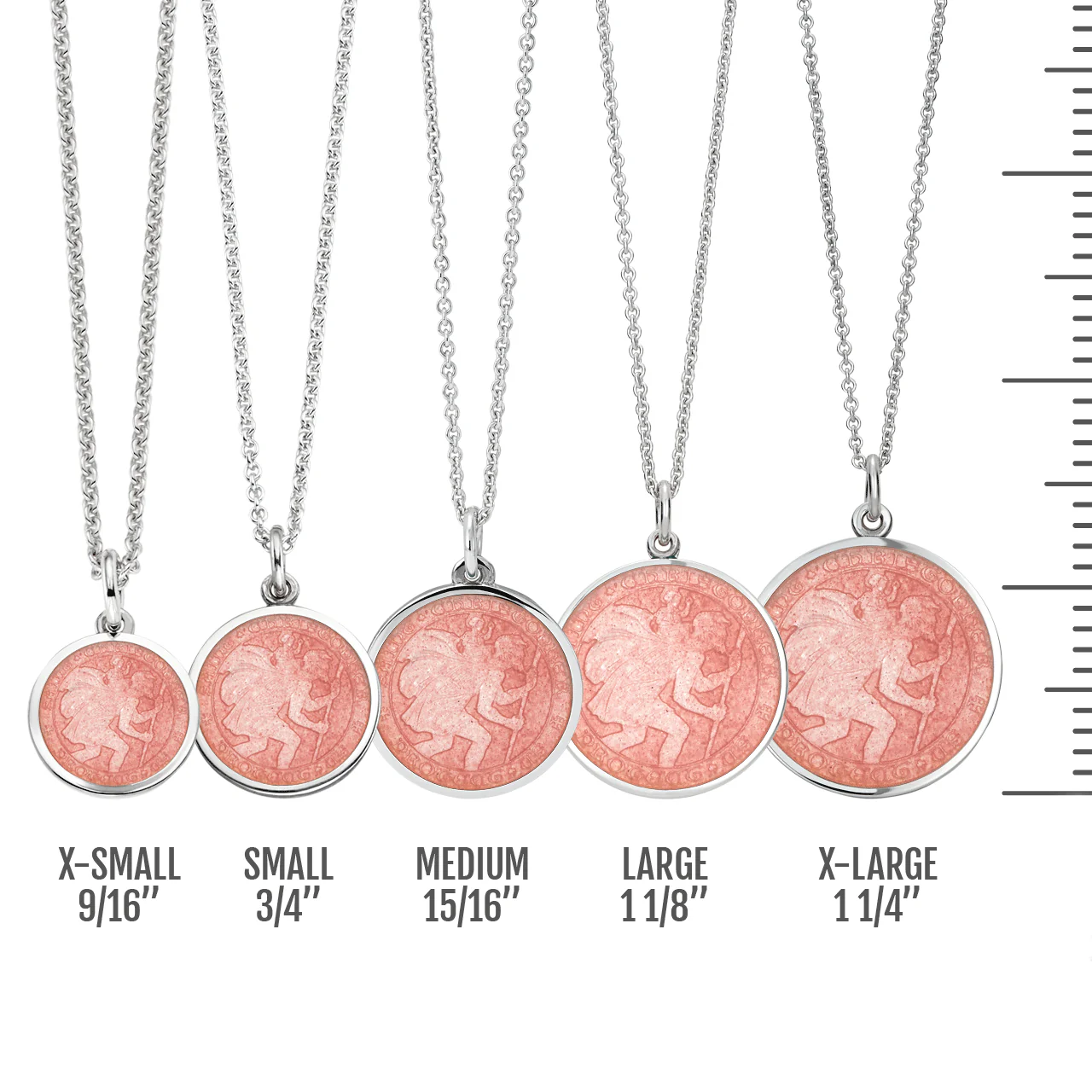 St. Christopher Pink Enamel Medal With Chain - Image 3