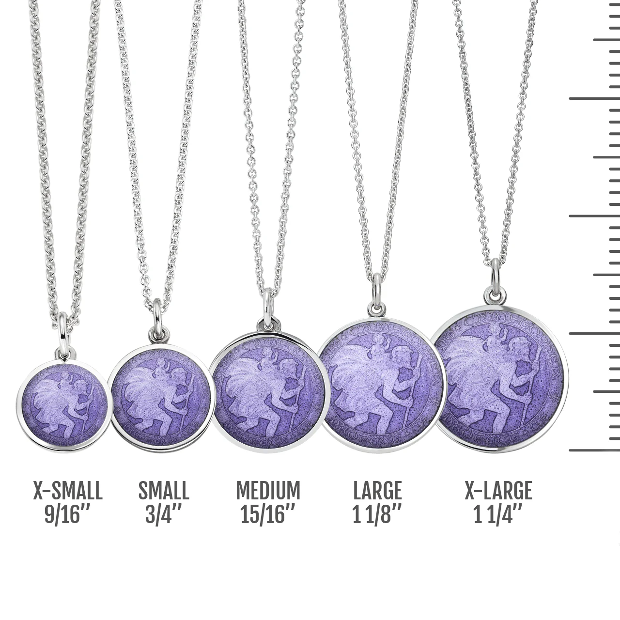 St. Christopher Purple Enamel Medal With Chain - Image 3