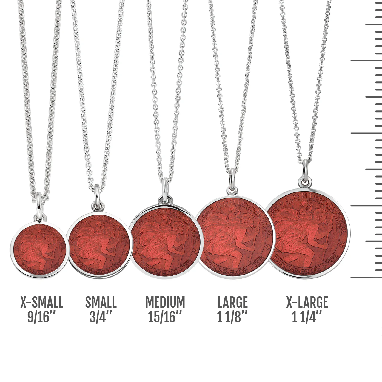 St. Christopher Red Enamel Medal With Chain - Image 3