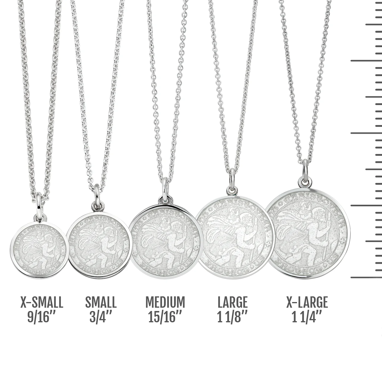 St. Christopher White Enamel Medal with Chain - Image 3