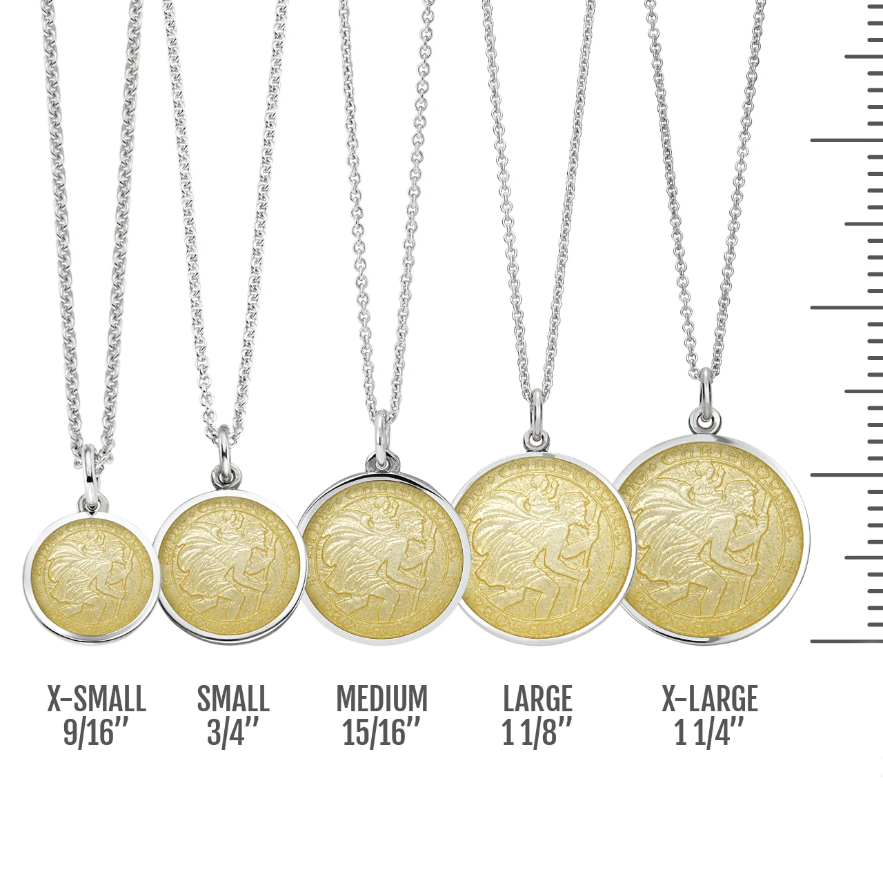 St. Christopher Yellow Enamel Medal With Chain - Image 3